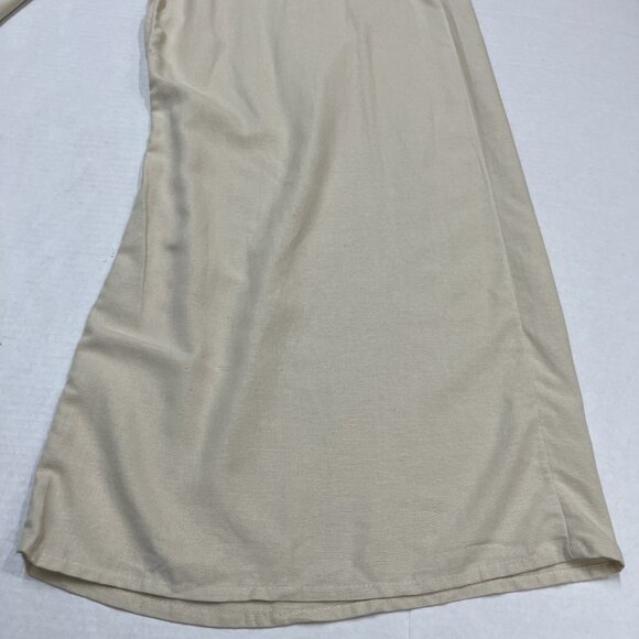Midnight Sky Pants Womens L Ivory Linen Blend Wide Leg Pull On Beachy Coastal - Picture 4 of 12